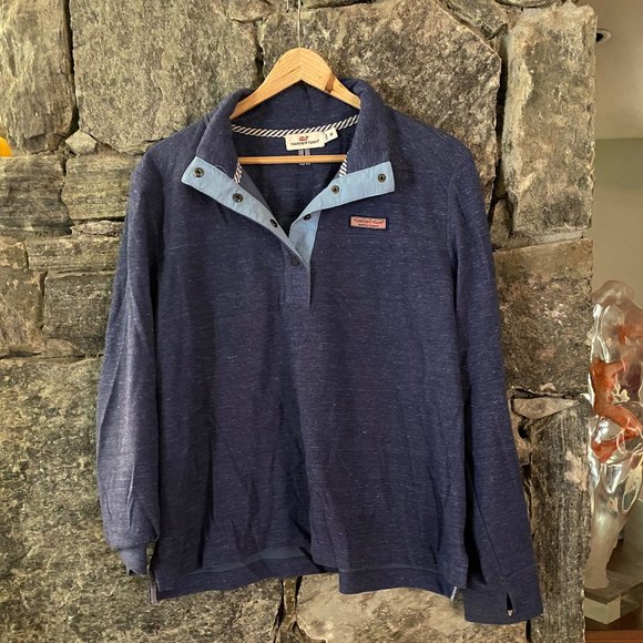 VINEYARD VINES WOMENS HEATHERED NAVY BLUE SHEP SHIRT SZ MED - Picture 2 of 3